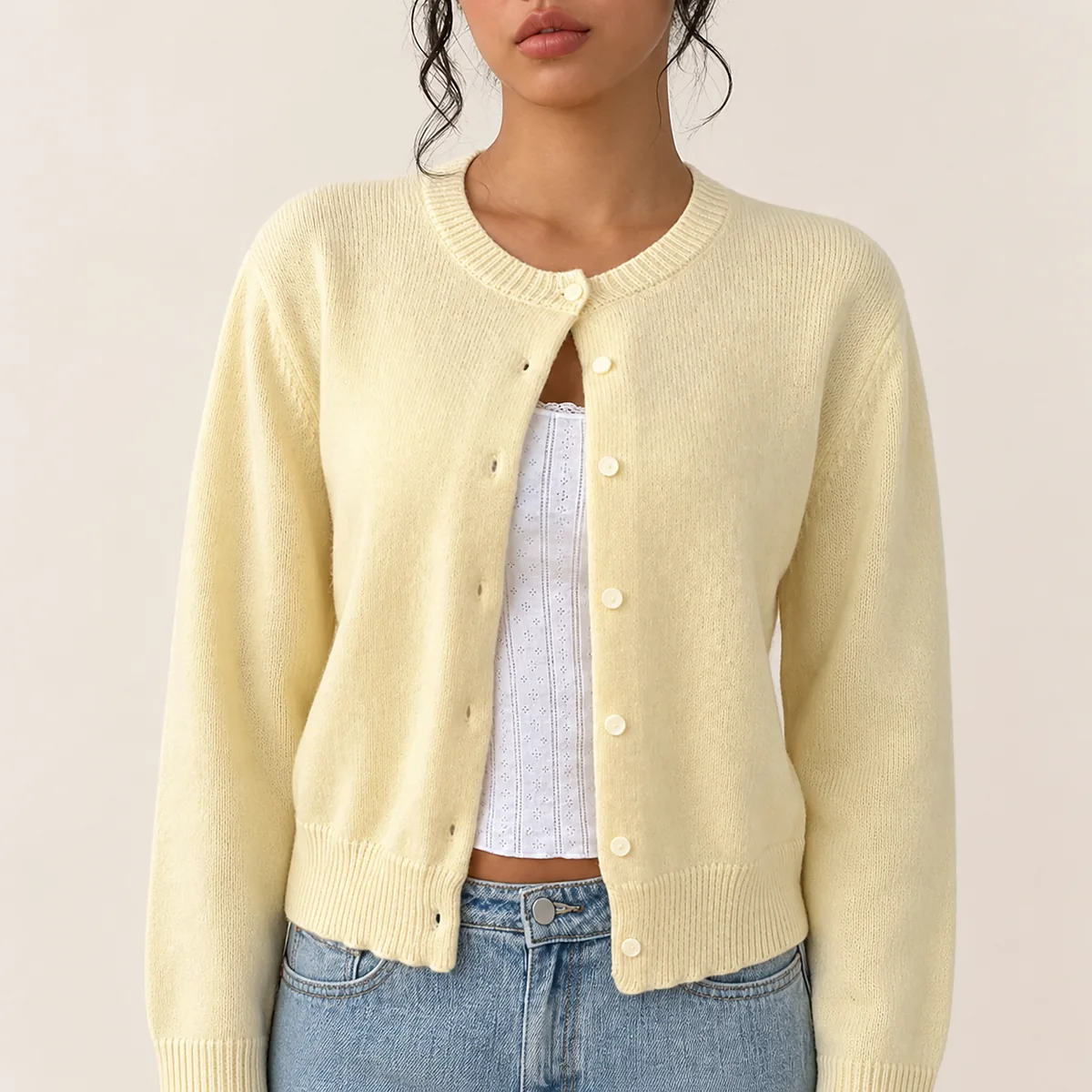 Plain cardigan sweater sample for bulk production