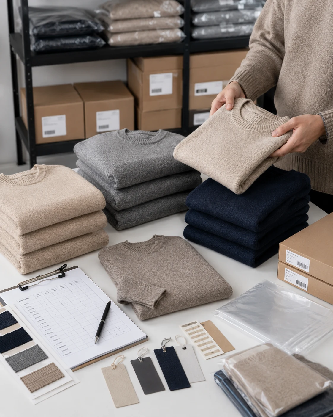 Repeat order wool sweater production