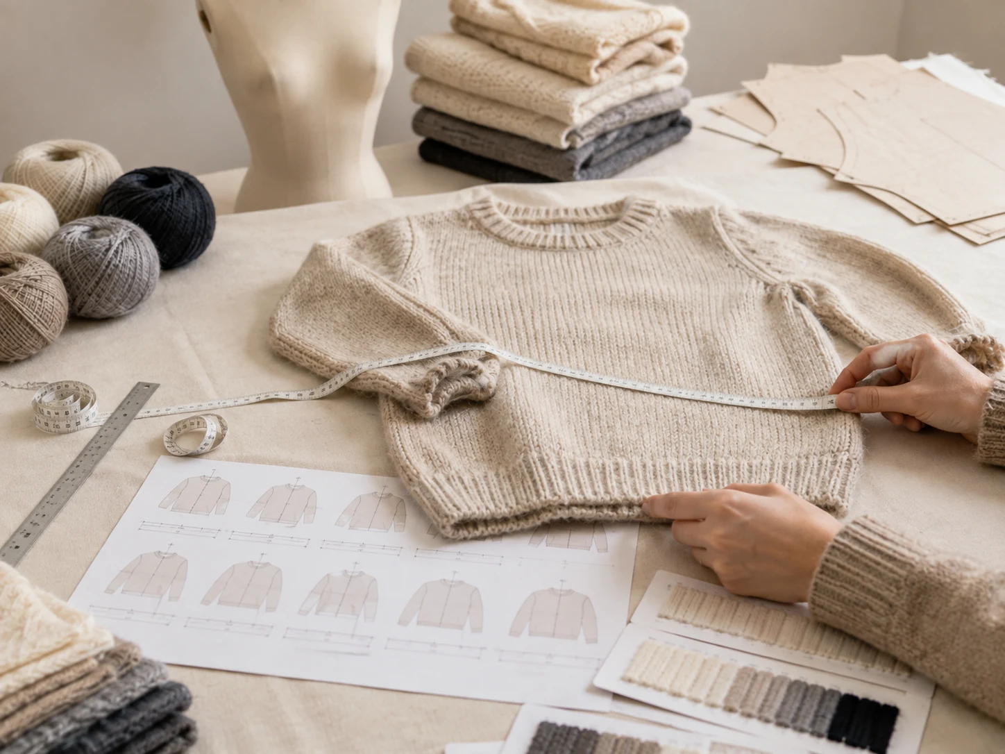 Jumper measurement and grading scene for custom fit options