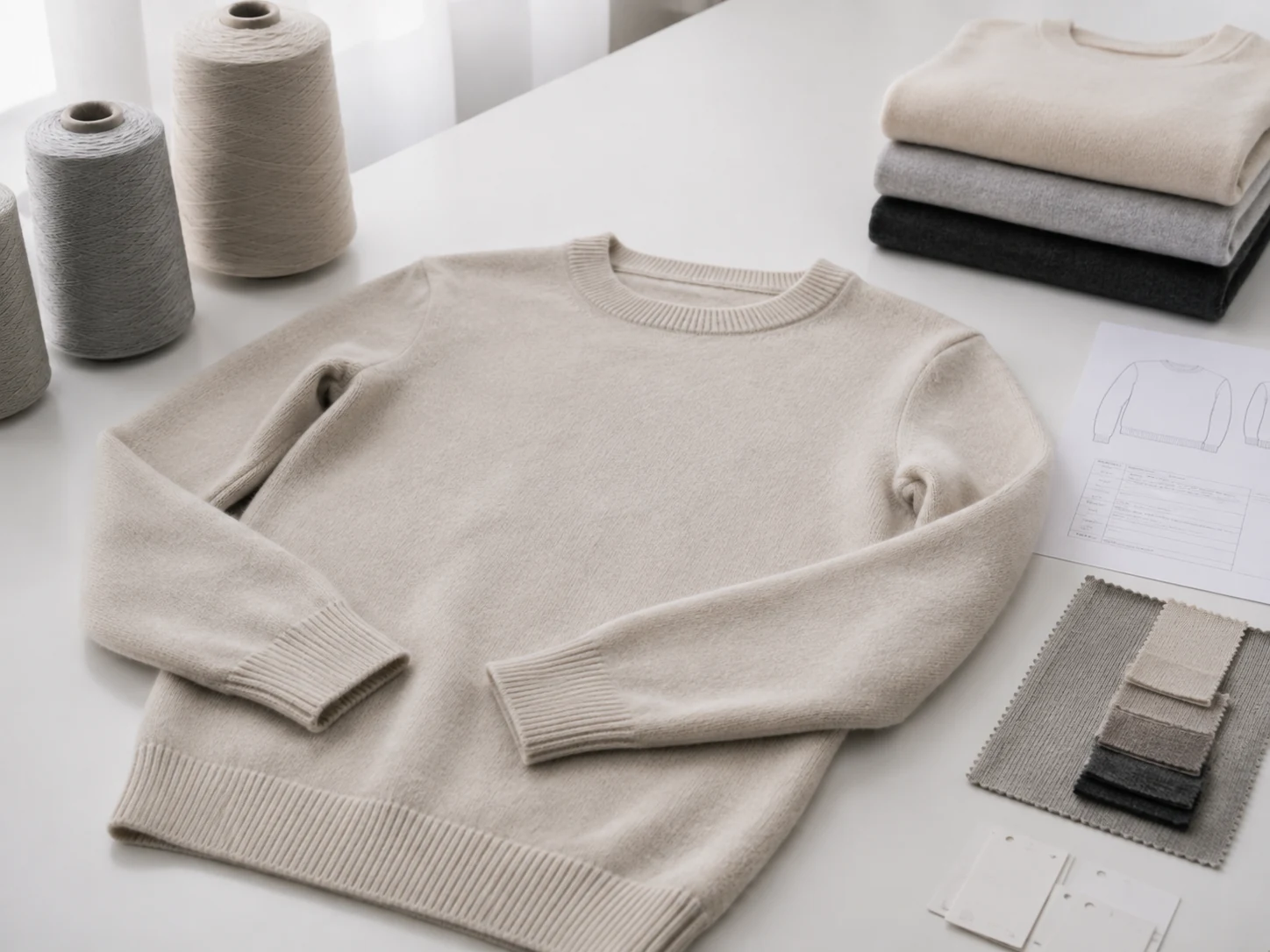 Wool crewneck sweater for wholesale brand production