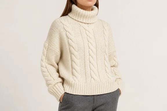 Cable knit turtleneck sweater for private label development