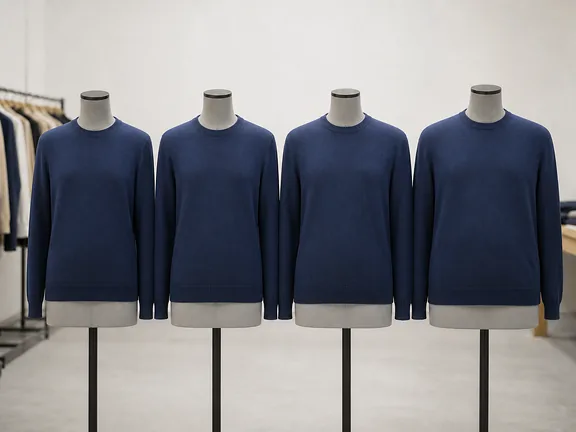 Crewneck sweater sample approval and size specification review