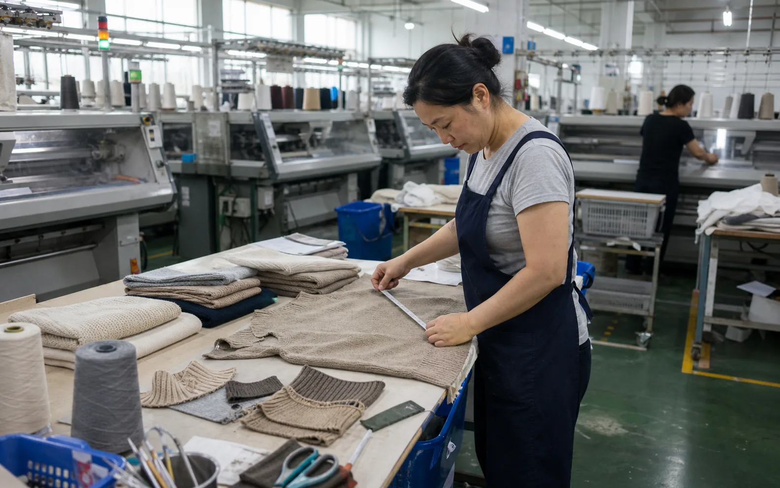 Computerized knitting machines in Lucky XFC sweater factory