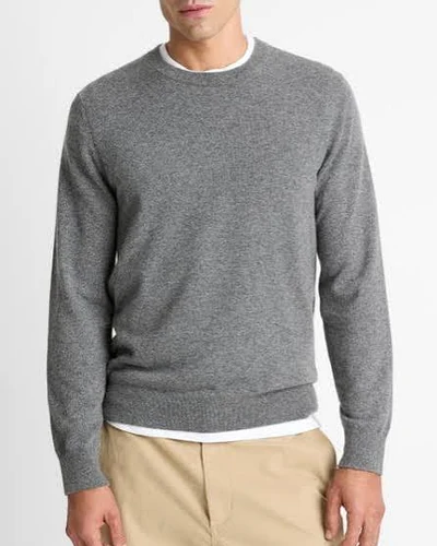 Cashmere crewneck sweater knit texture and neckline detail