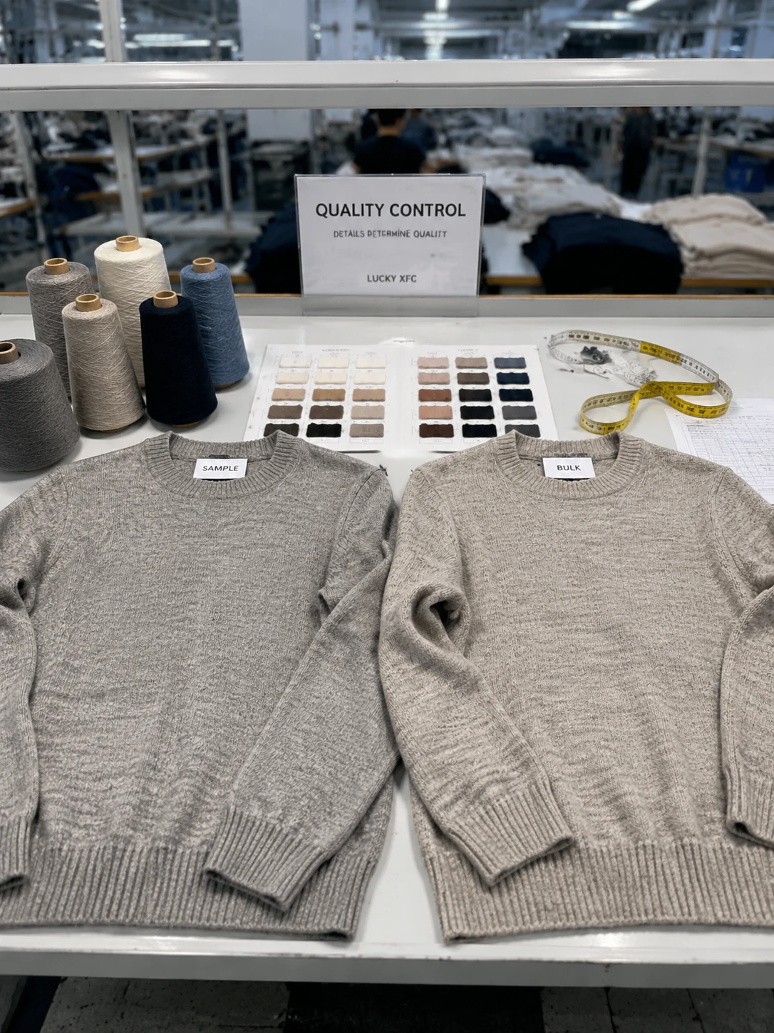 Sample vs bulk color comparison