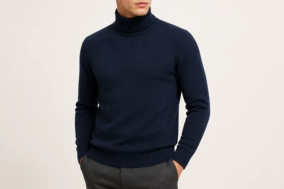 Men’s knitted turtleneck sweater for custom bulk production
