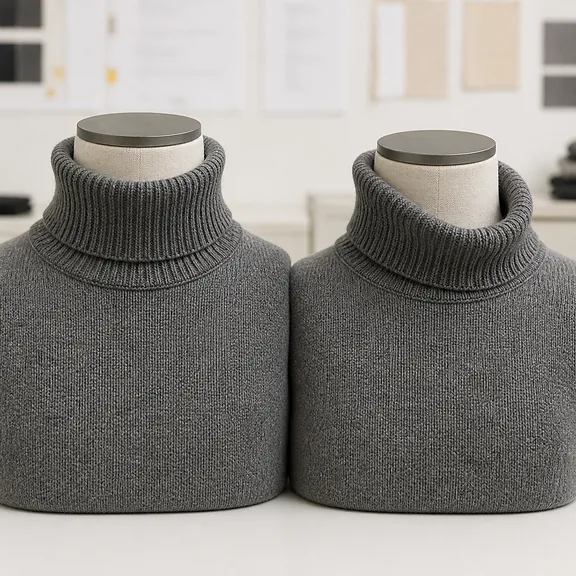 Folded versus unfolded turtleneck collar comparison