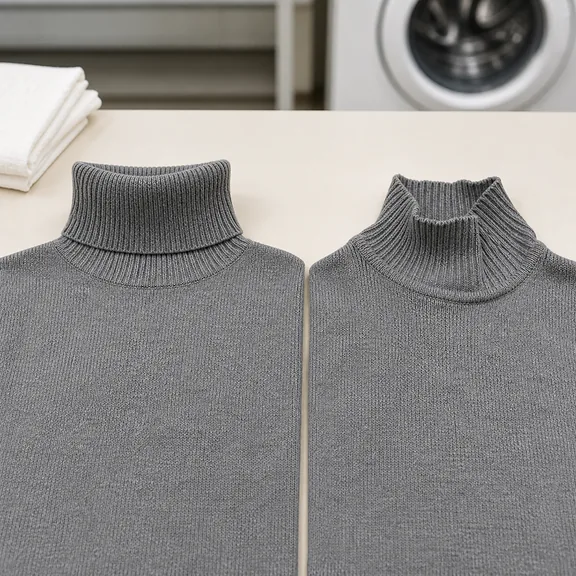 Before and after wash sweater measurement scene