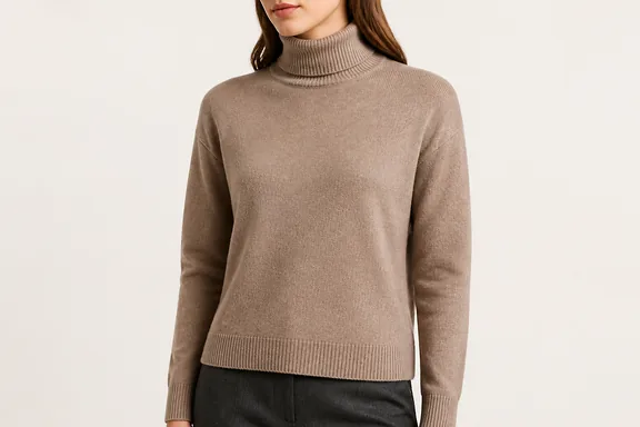 Women’s turtleneck sweater sample for bulk knitwear production