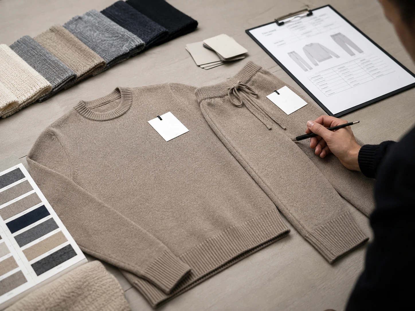 Top and bottom fit review for wholesale knitwear sets