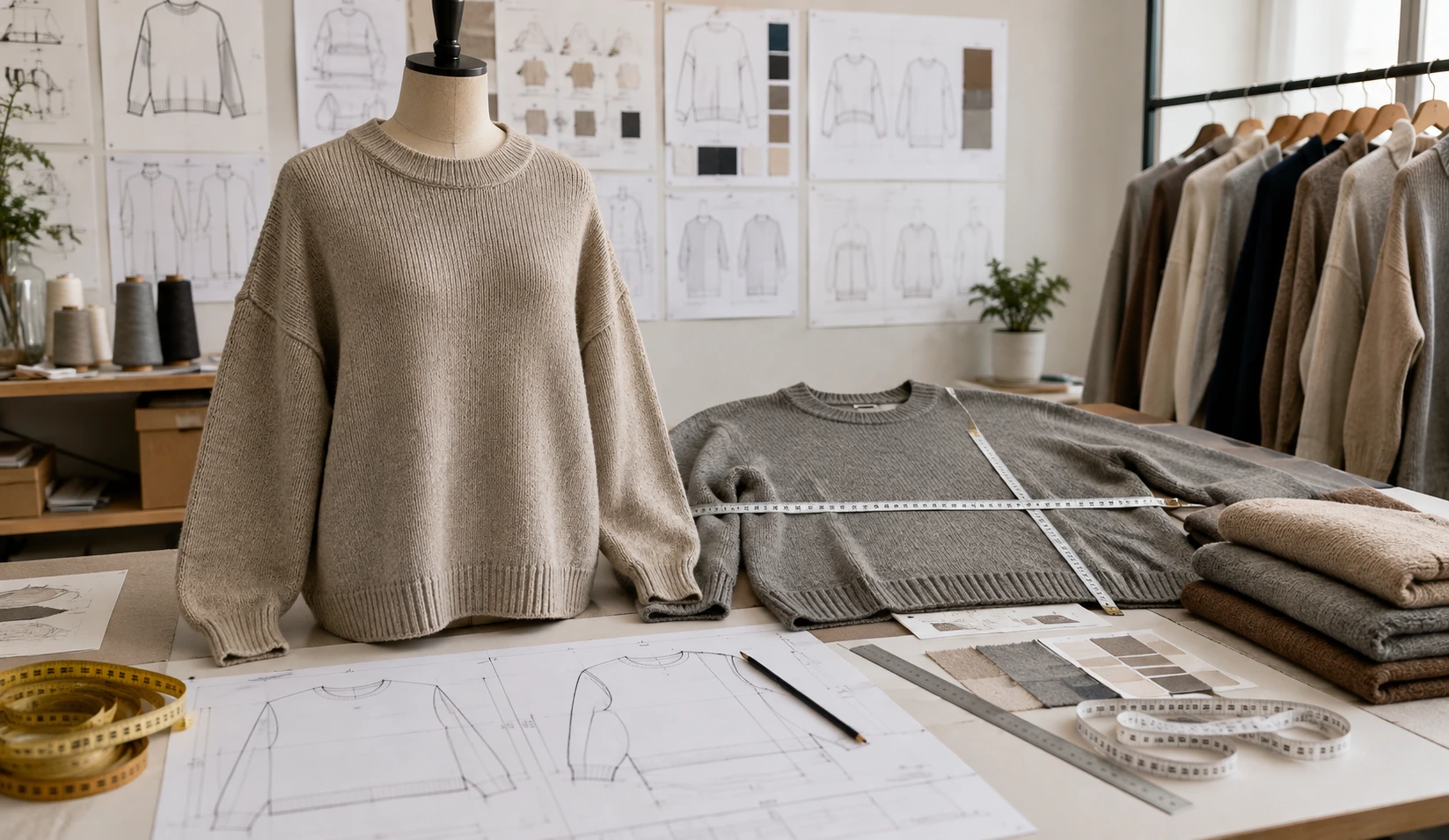 Pattern comparison before and after for oversized sweater