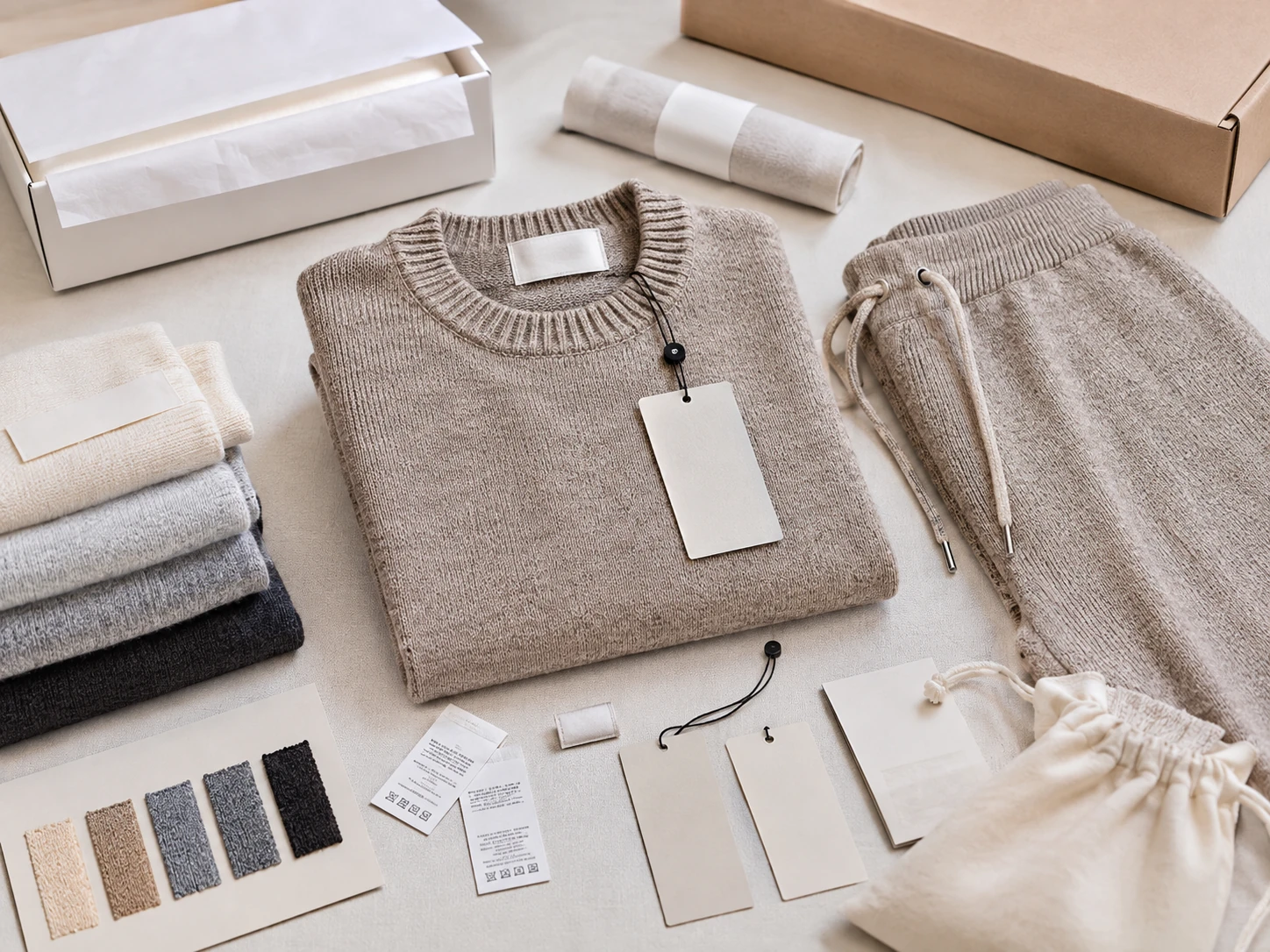 Private label knitwear set presentation