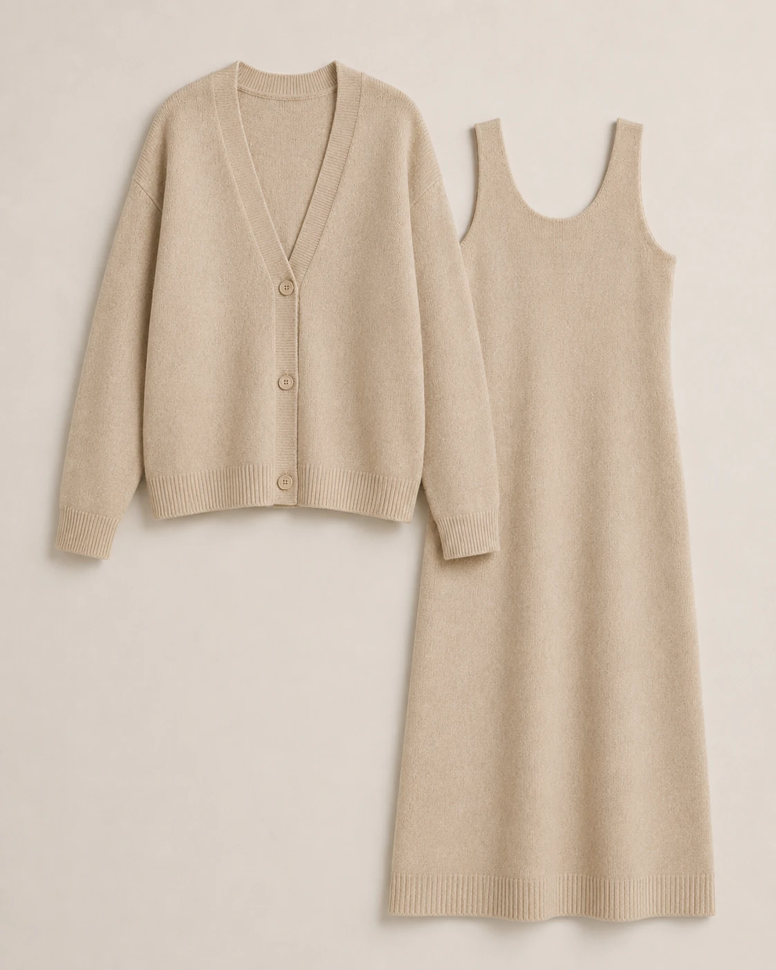 Three-piece knitwear set for private label collection