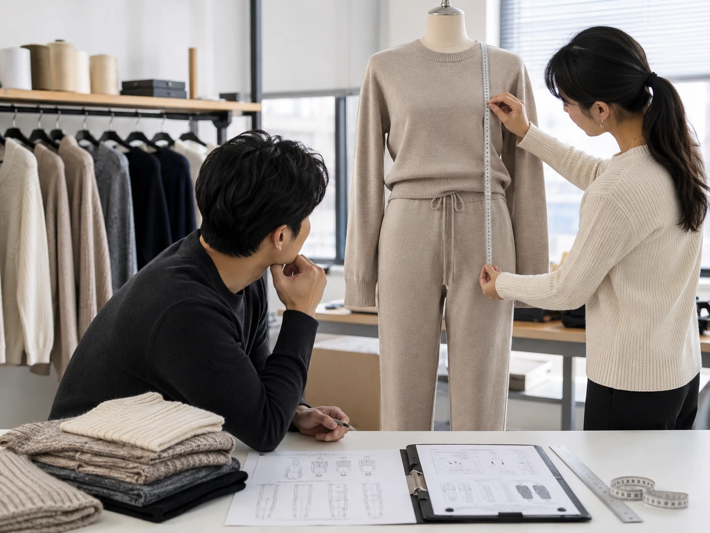 Full knitwear set measurement scene