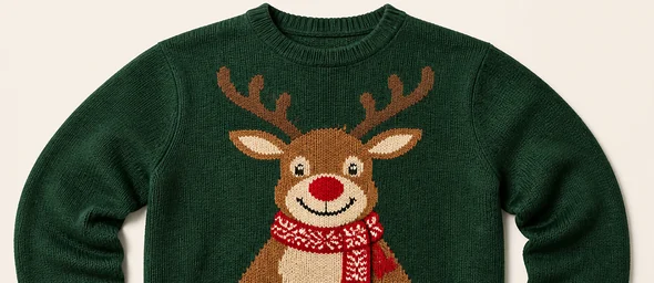 Intarsia Christmas motif large front pattern technical knit detail