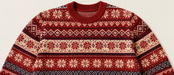 Jacquard Christmas pattern front and inside reverse knit detail