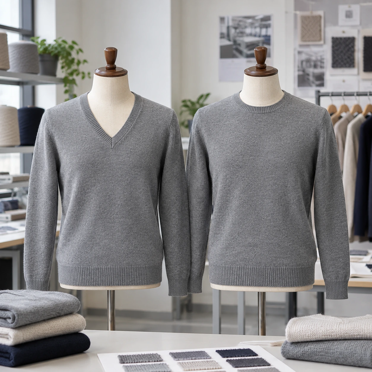 V Neck Sweater vs Crewneck Sweater comparison