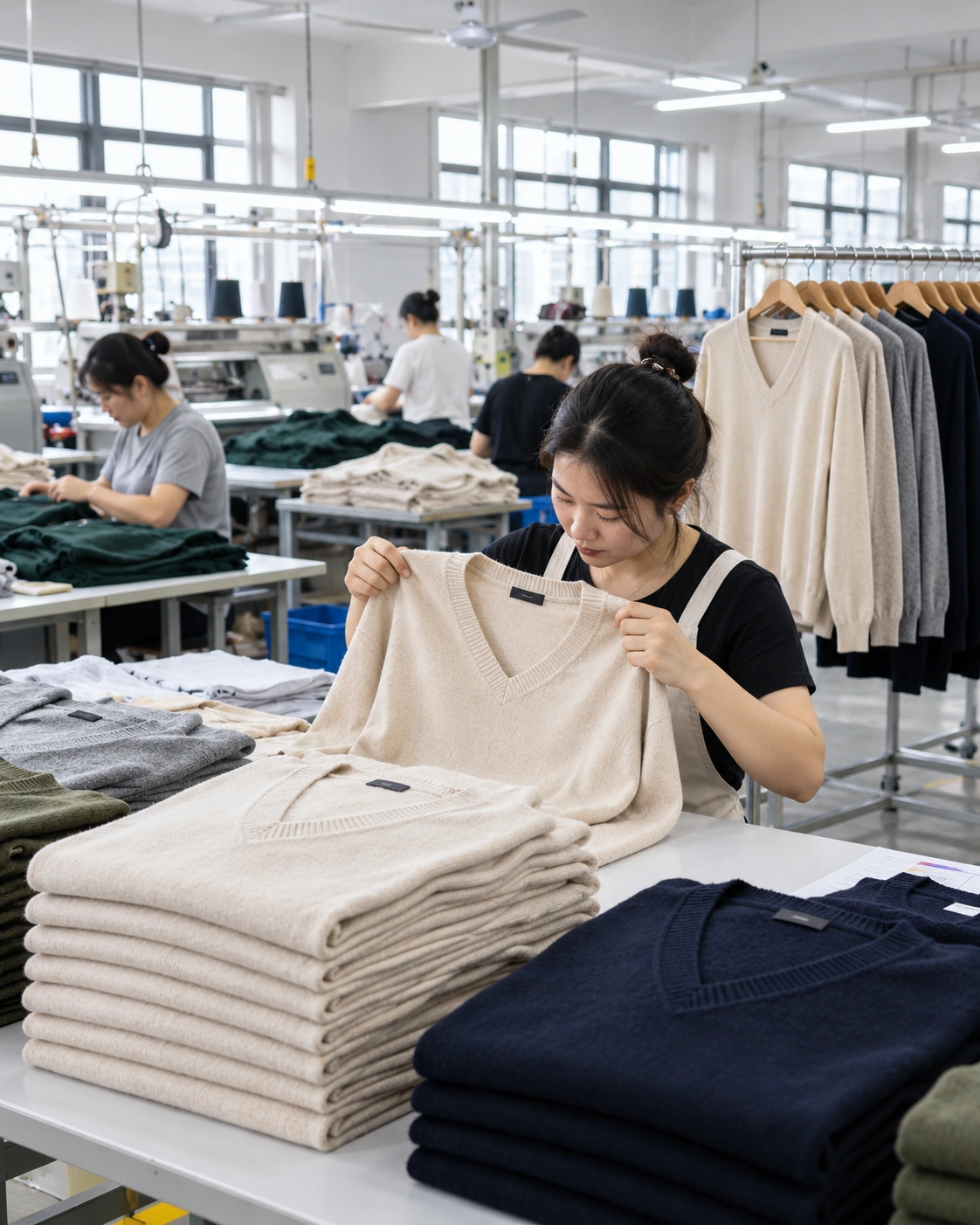 Knitting workshop producing custom sweaters